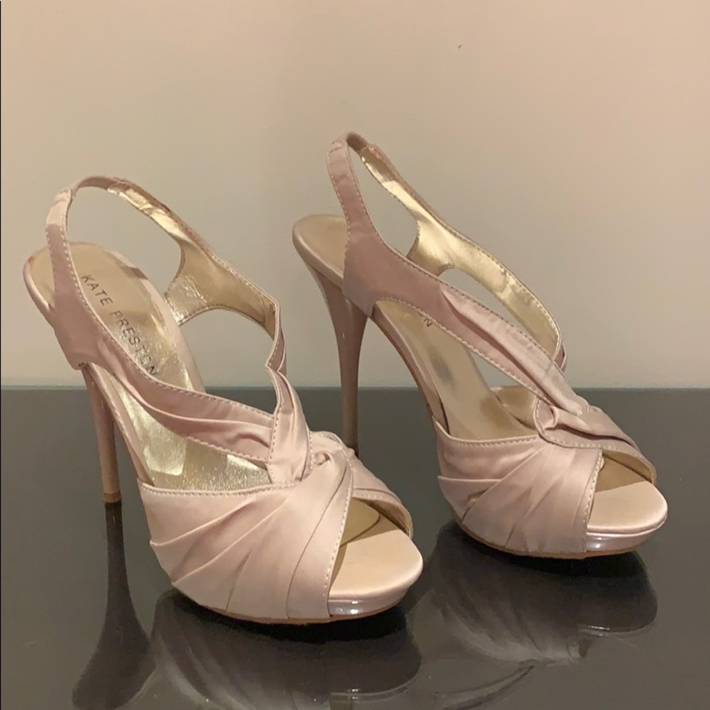 Kate Preston McKenna Taupe SatinPatent Heel